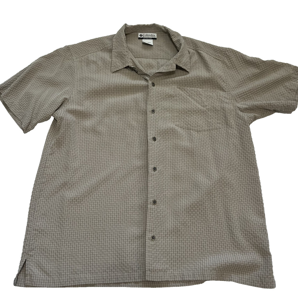 Columbia Plaid Button Down Shirt Brown XL Short Sleeve Outdoor